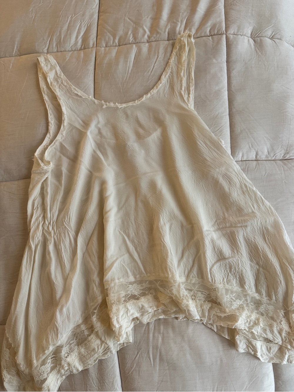 Free People Cream Lace-Trim Tank Top
